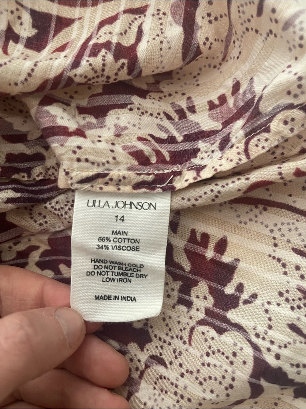 Ulla Johnson Amaranthus Floral Midi Dress Burgundy Cream - Picture 9 of 9
